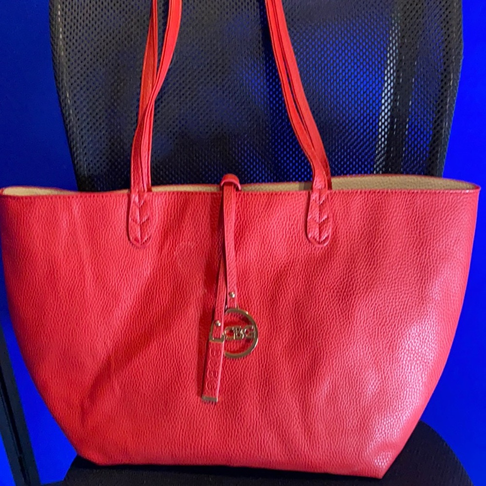 Red tote bag with bonus bag